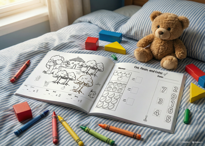 Printable Kids Workbook – Coloring, Words, Tracing & Math