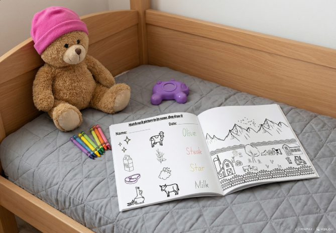 Printable Kids Workbook – Coloring, Words, Tracing & Math