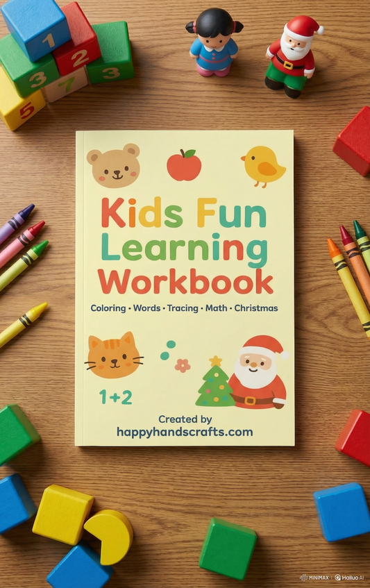 Printable Kids Workbook – Coloring, Words, Tracing & Math