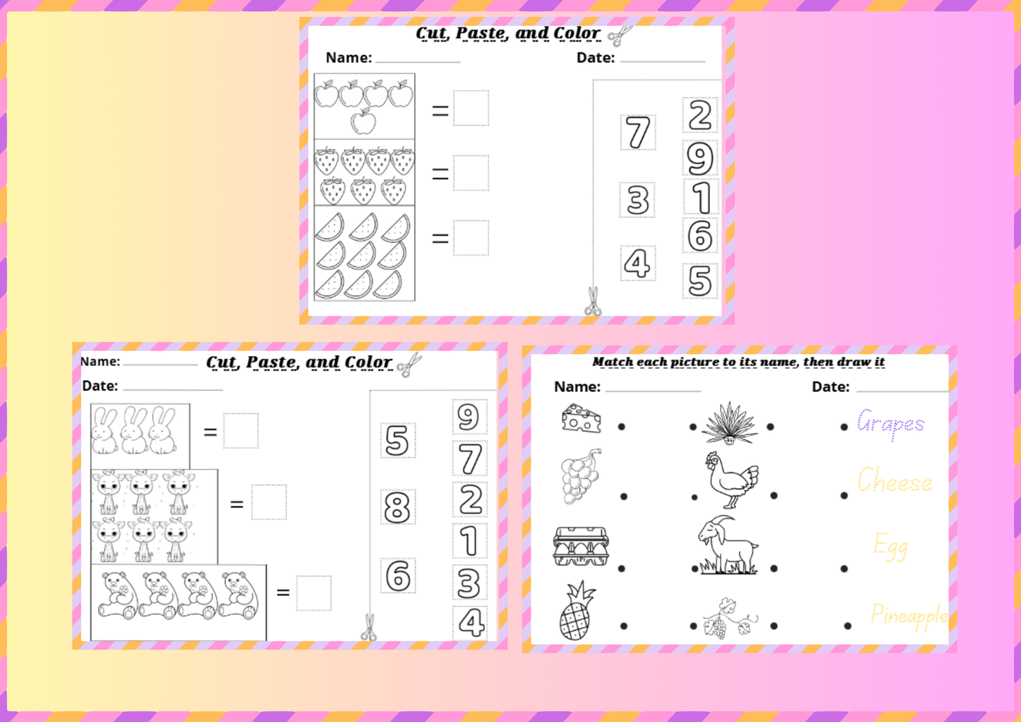 Printable Kids Workbook – Coloring, Words, Tracing & Math